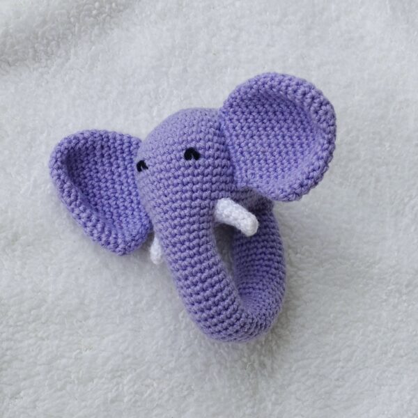 Crochet amigurumi elephant ring rattle