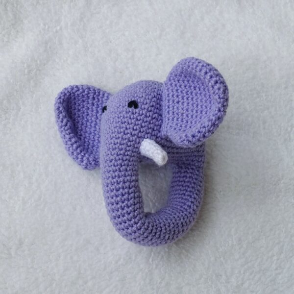 Crochet amigurumi elephant ring rattle