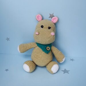 Crochet amigurumi hippo toy front view