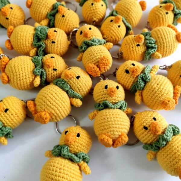 Crochet amigurumi chick keychains