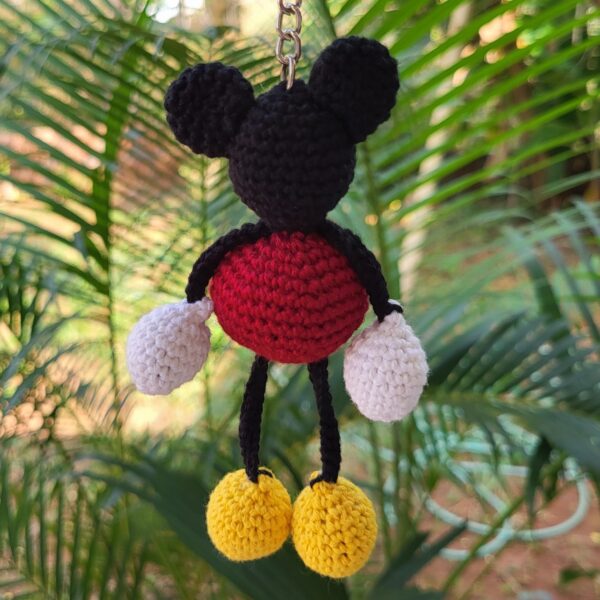 Crochet amigurumi mickey mouse keychain